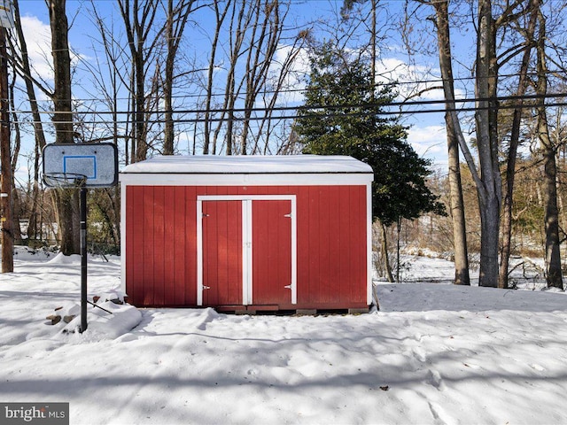 view of snow covered structure