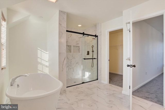 bathroom with plus walk in shower