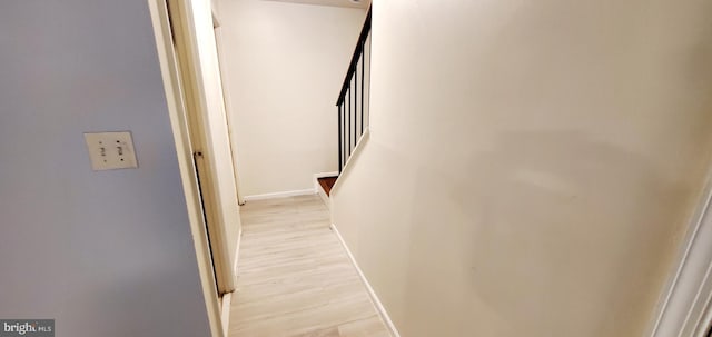 3625 Silver Spruce Cir, Burtonsville, MD 20866 - corridor featuring stairway and light wood-style floors