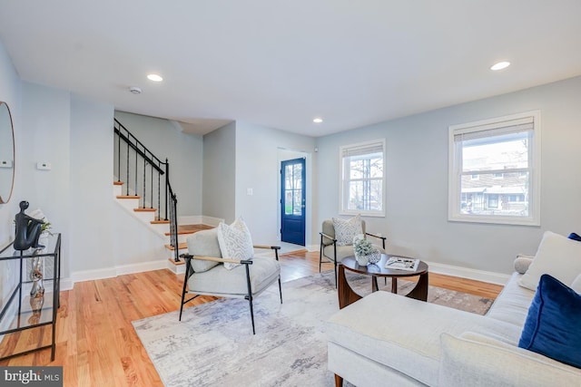 living room featuring light hardwood / wood-style floors