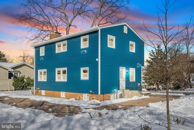 view of snowy exterior