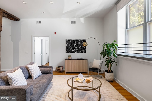 living room with hardwood / wood-style floors