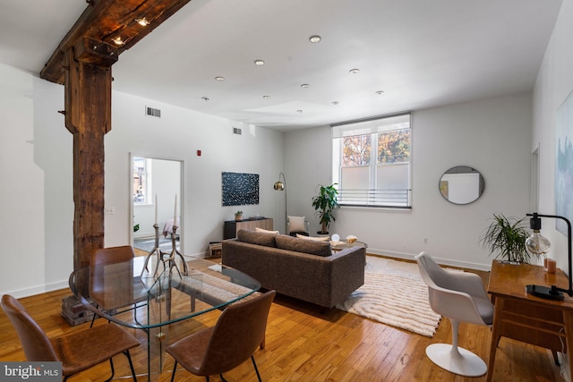 living room featuring light hardwood / wood-style floors