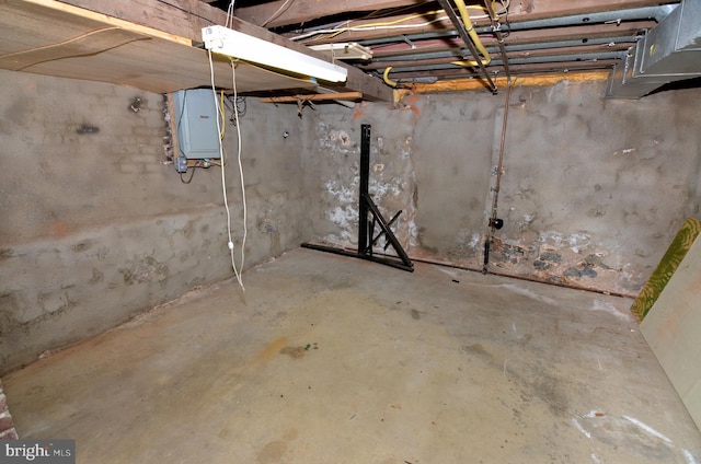 basement with electric panel