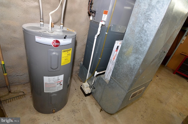 utility room with water heater