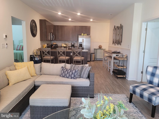 living room with hardwood / wood-style floors