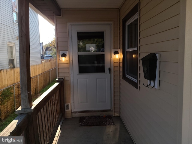 property entrance with a porch