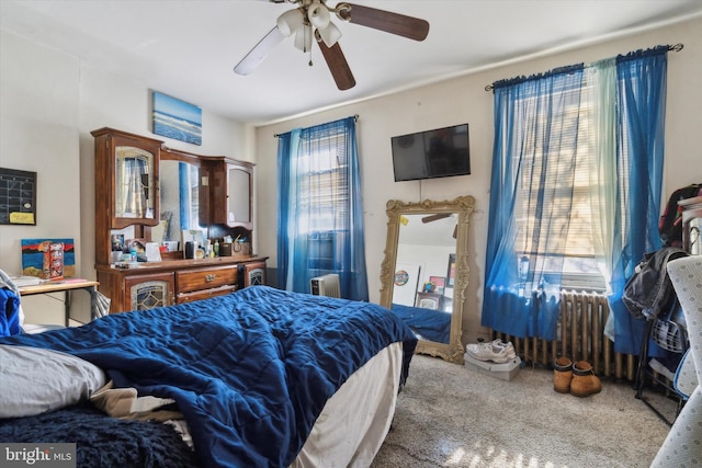 bedroom with carpet floors and ceiling fan