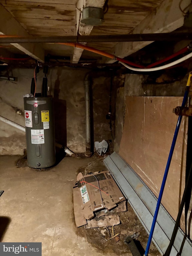 basement featuring water heater