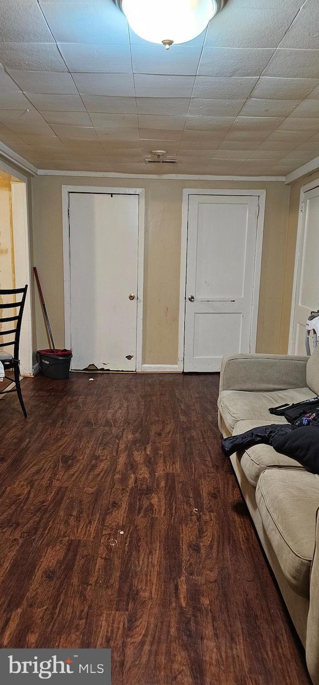 interior space featuring dark wood-type flooring