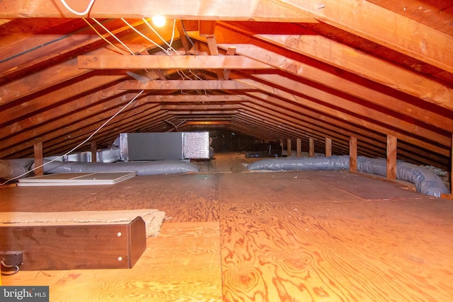 view of unfinished attic