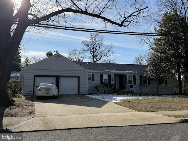 single story home with a garage