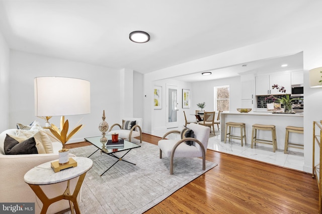 living room featuring light hardwood / wood-style floors