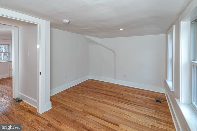 empty room with light wood-type flooring