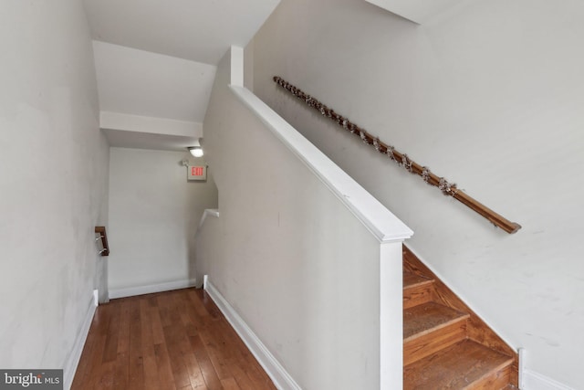 stairs with wood-type flooring