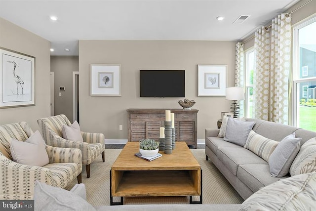 living room featuring light hardwood / wood-style floors