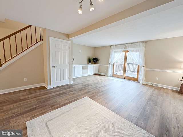 living room with hardwood / wood-style flooring