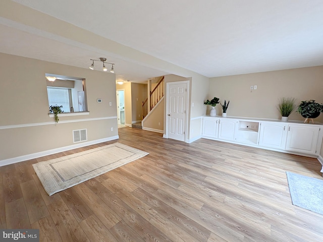 interior space with light hardwood / wood-style flooring