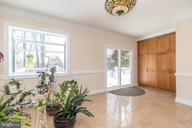 interior space featuring ornamental molding