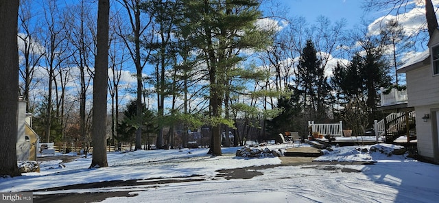 view of yard covered in snow