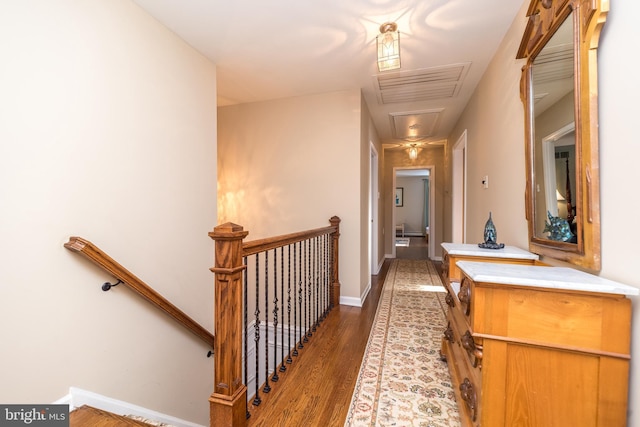 hallway featuring dark hardwood / wood-style flooring