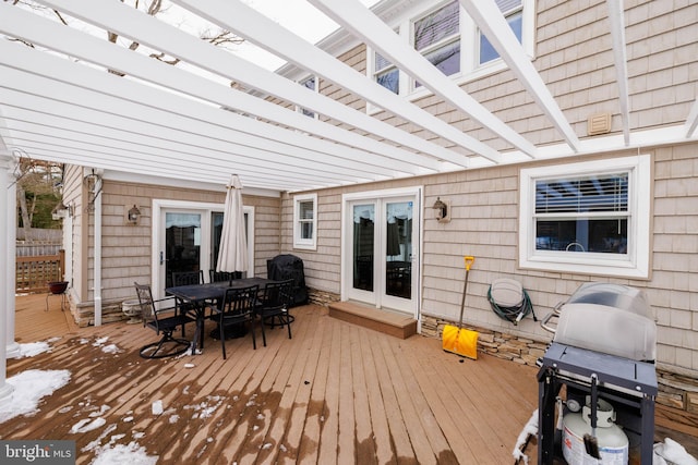 wooden deck with a pergola