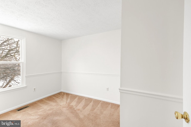 empty room featuring carpet flooring and a textured ceiling