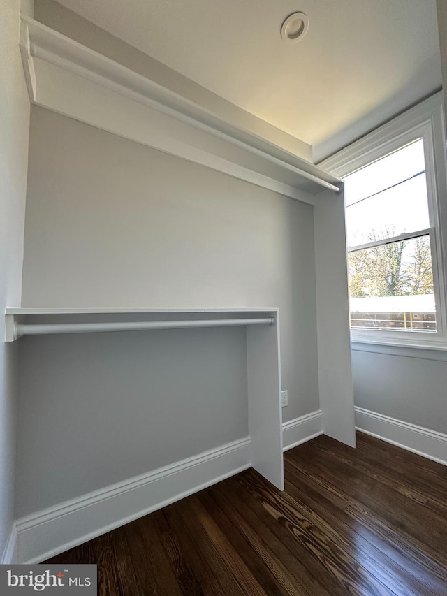 spare room with dark wood-type flooring