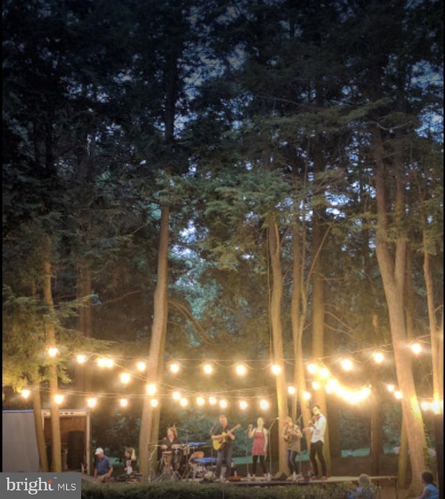 view of yard at twilight