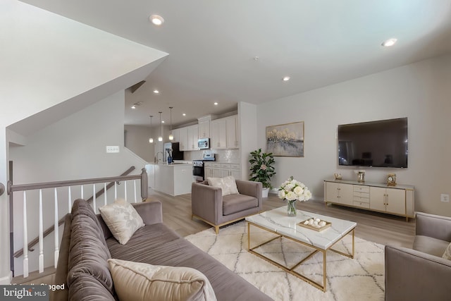 living room featuring light hardwood / wood-style flooring