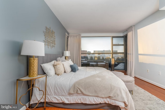 bedroom with wood-type flooring