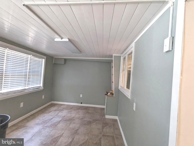 interior space with wood ceiling