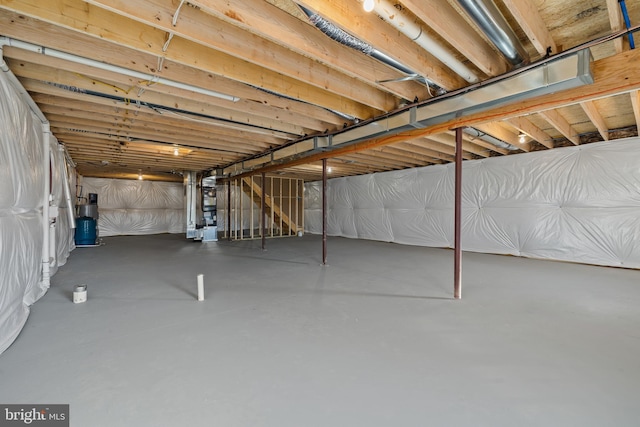 basement with heating unit