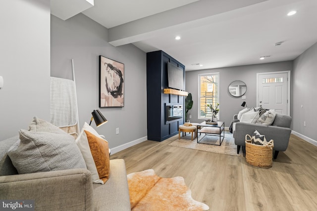 living room with light wood-type flooring