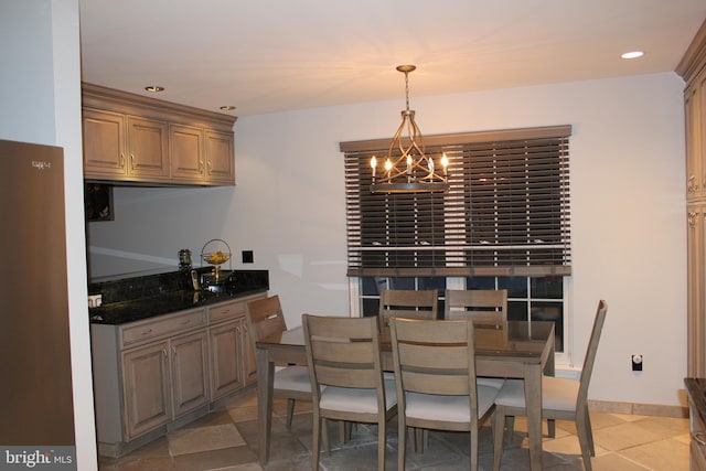 interior space featuring an inviting chandelier