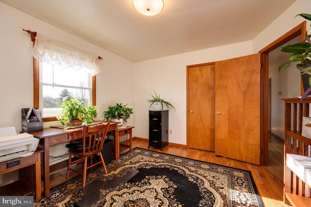 office space featuring light hardwood / wood-style flooring