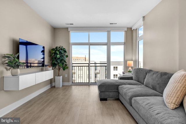 living room featuring light hardwood / wood-style flooring