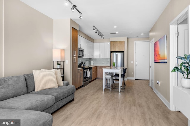 living room with light wood-type flooring