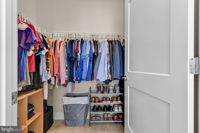 spacious closet with hardwood / wood-style floors