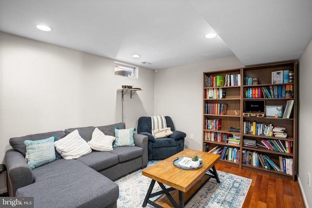 living room with hardwood / wood-style flooring