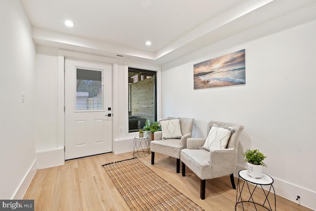 living area featuring light wood-type flooring