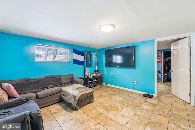 view of tiled living room