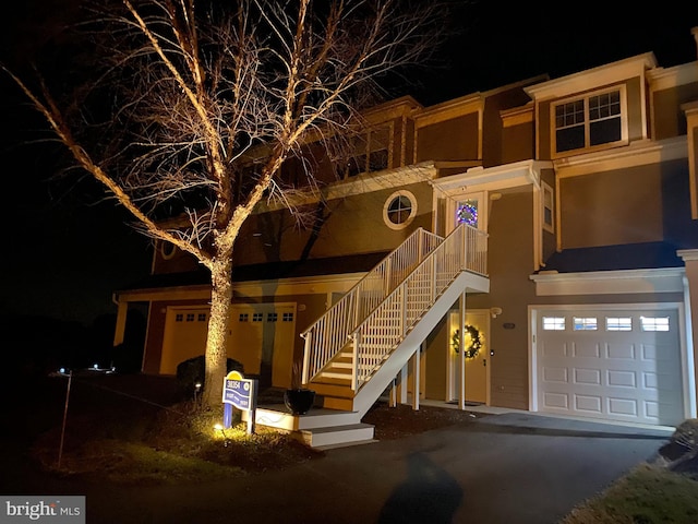 view of building exterior featuring a garage