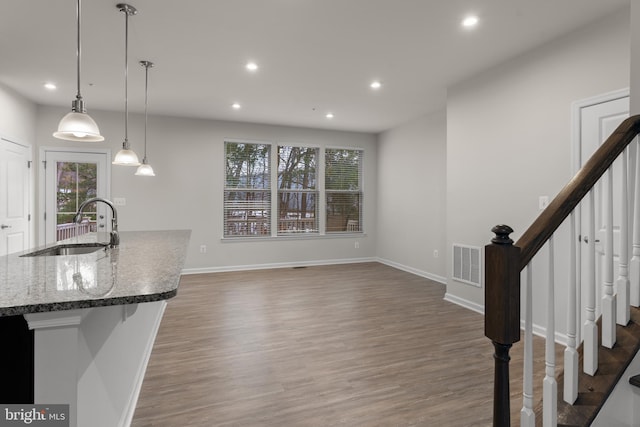 interior space featuring dark hardwood / wood-style floors and sink