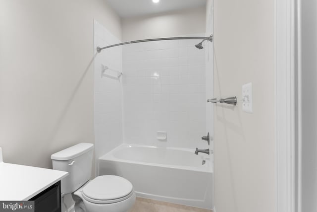 full bathroom featuring toilet, vanity, and shower / bathing tub combination