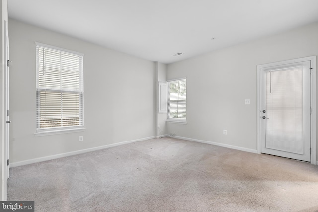 carpeted empty room featuring a wealth of natural light