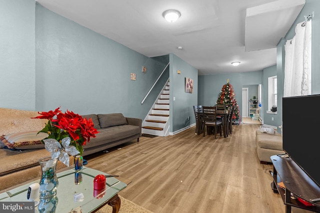 living room featuring light wood-type flooring