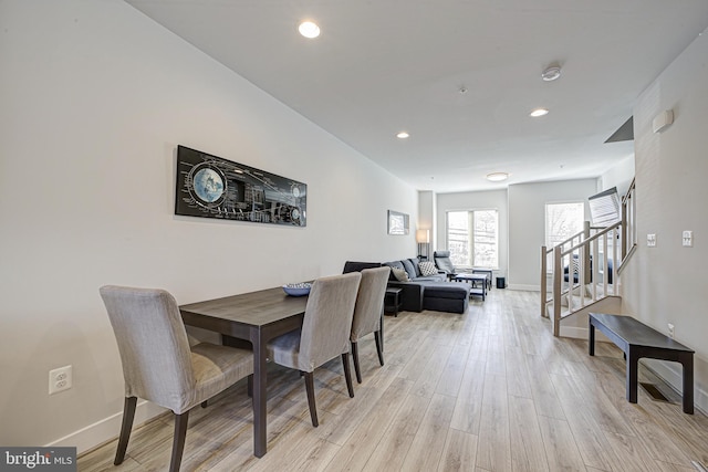 dining area featuring light hardwood / wood-style flooring