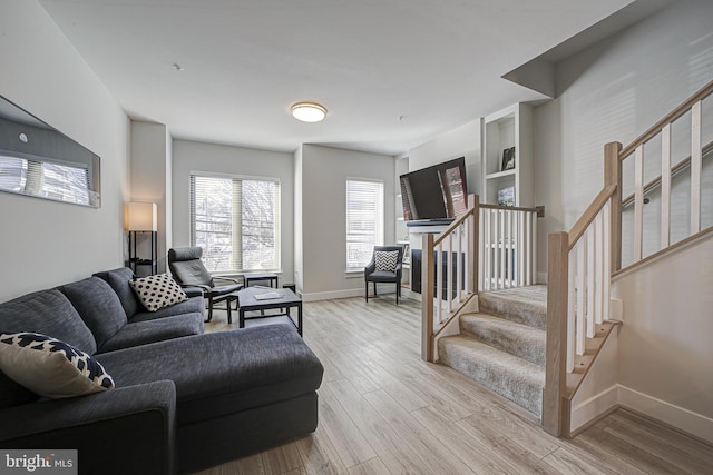 living room featuring light hardwood / wood-style flooring