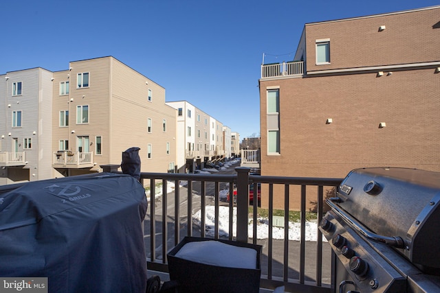 balcony featuring area for grilling